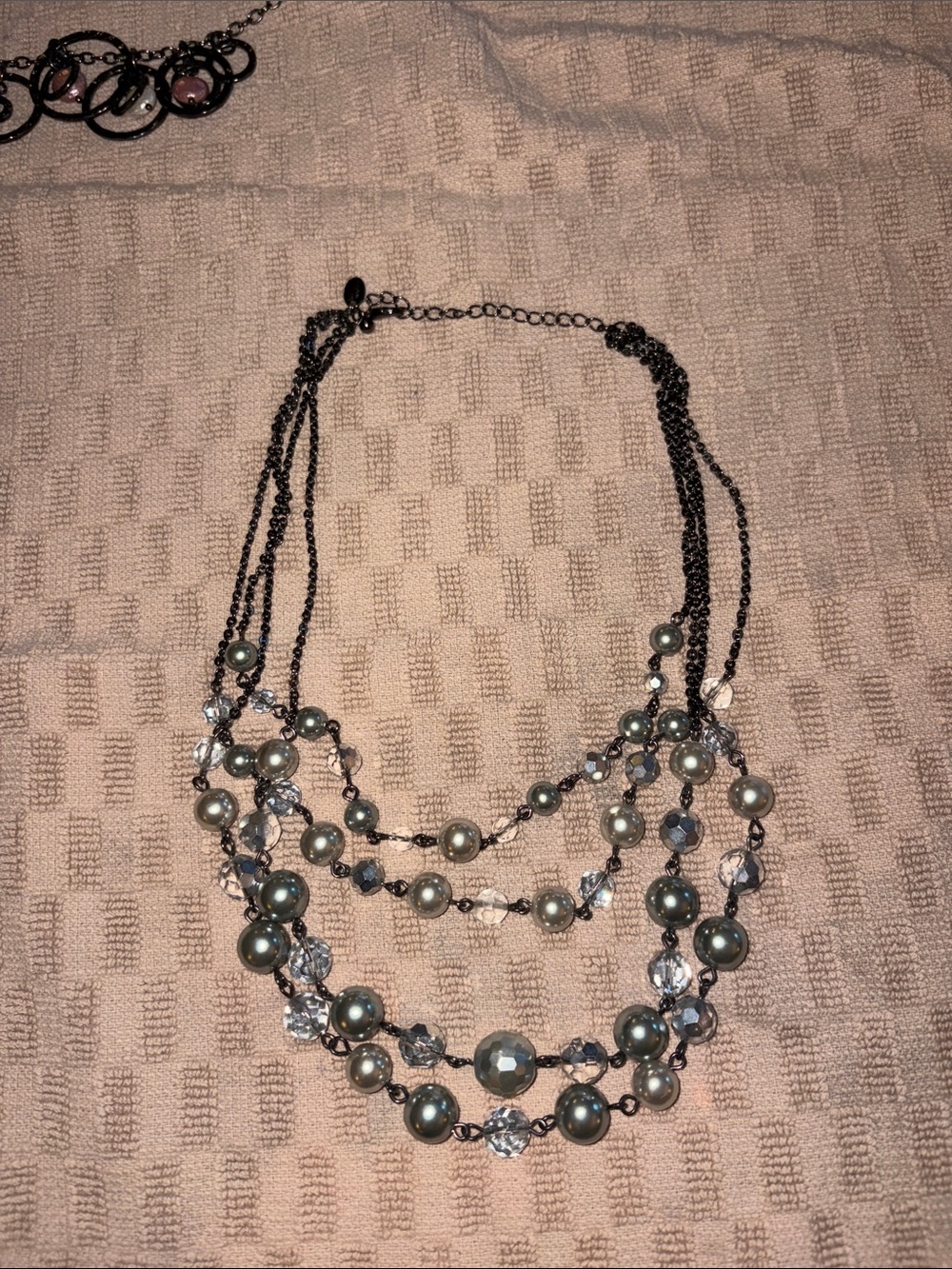 Lia Sophia Gray Pearl and Crystal Multi-Strand Necklace